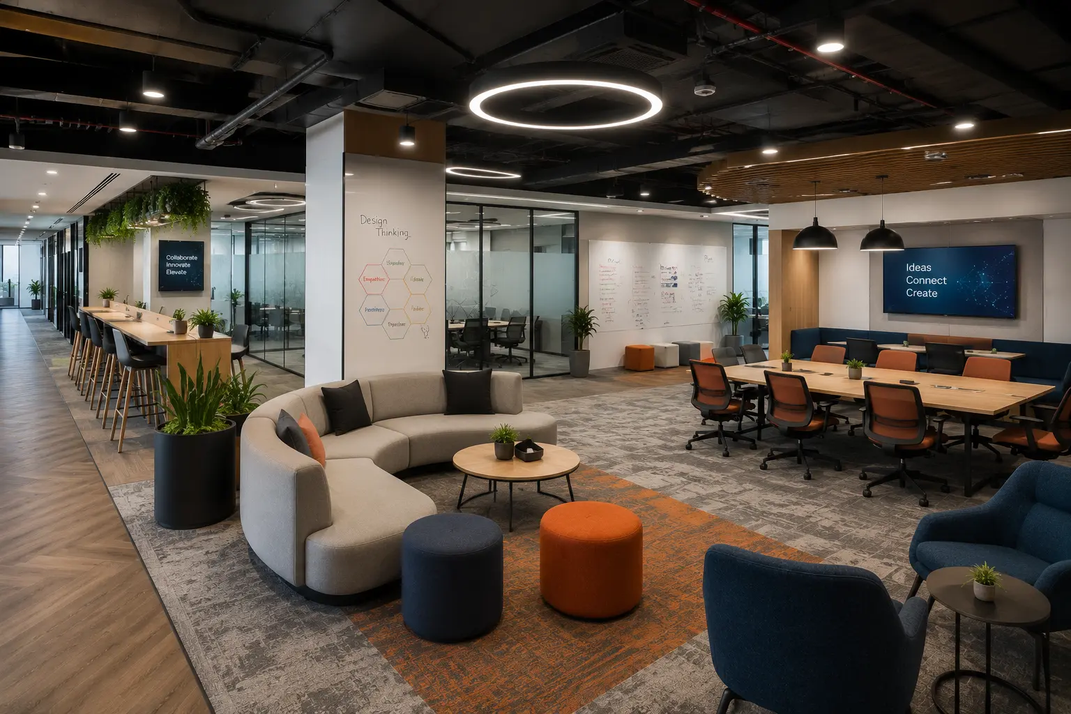 collaborative space of office interior design