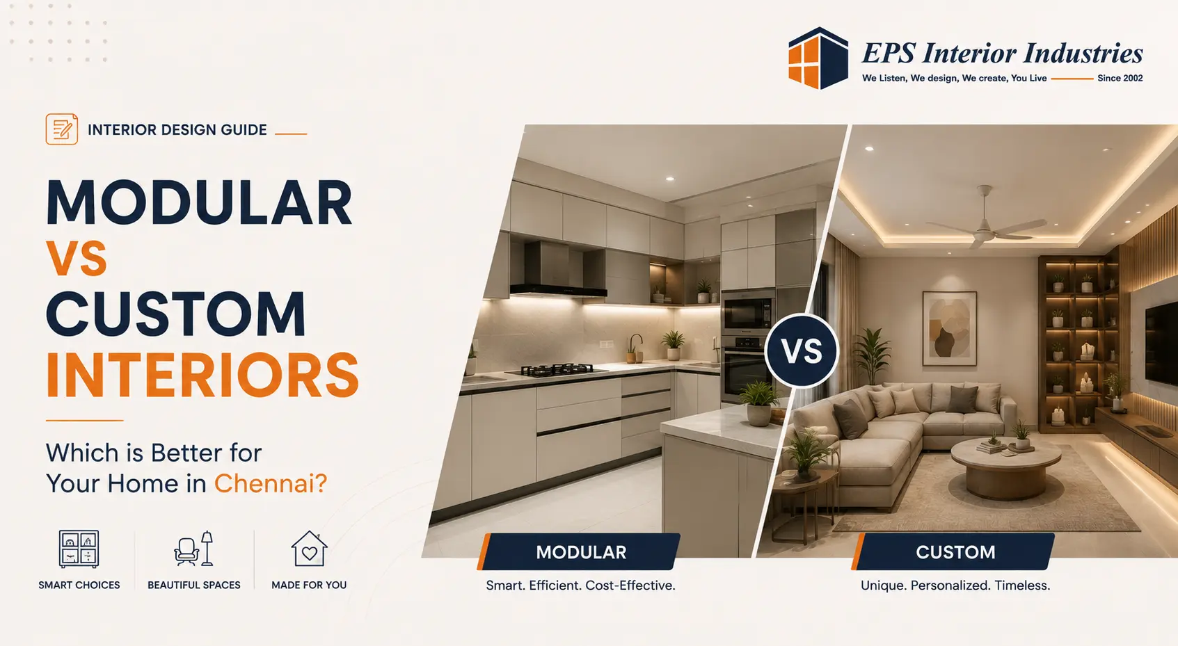 Modular vs Custom Interiors - Which is Better for Your Home in Chennai blog banner