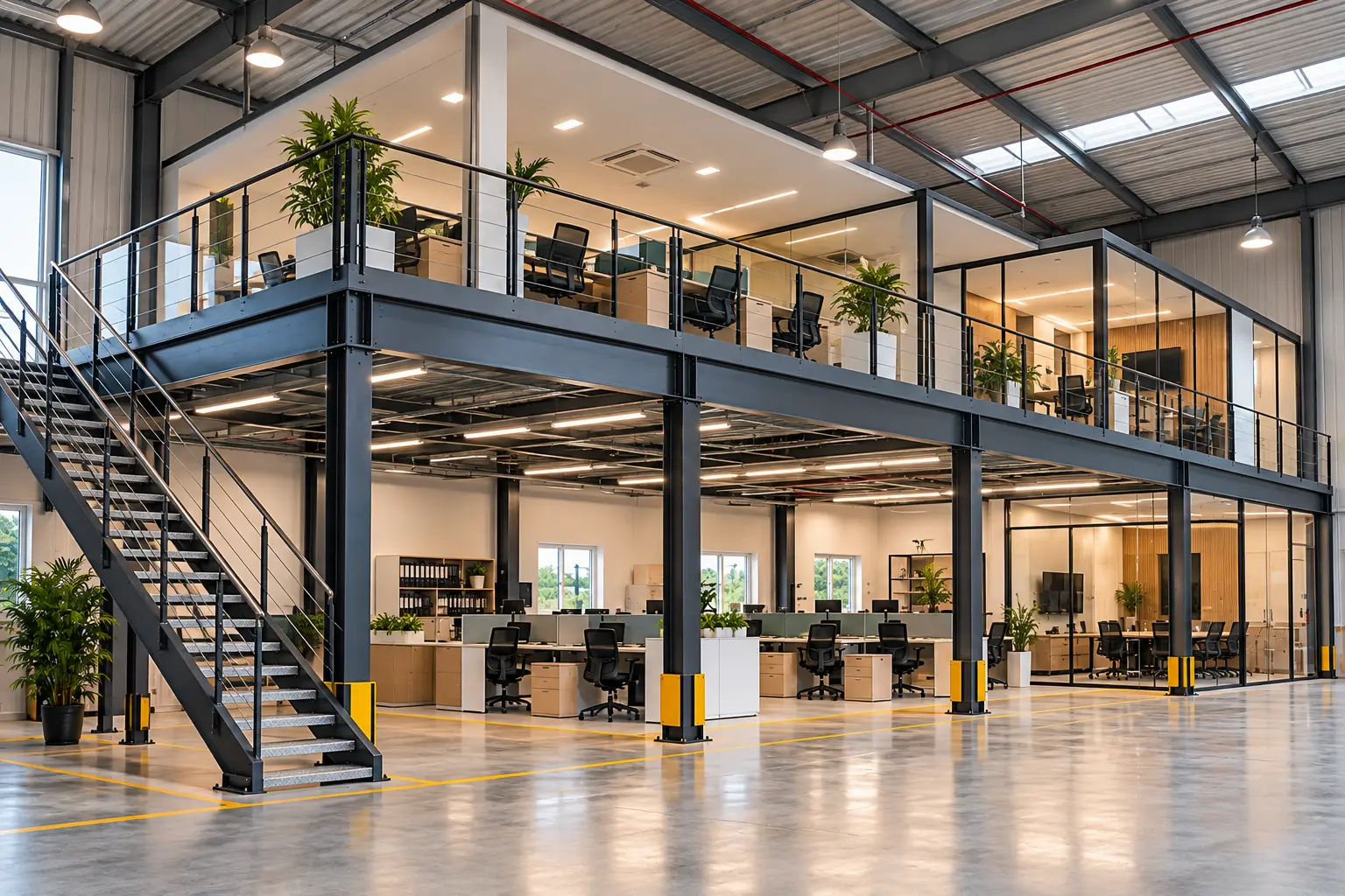 Modern-industrial mezzanine-office