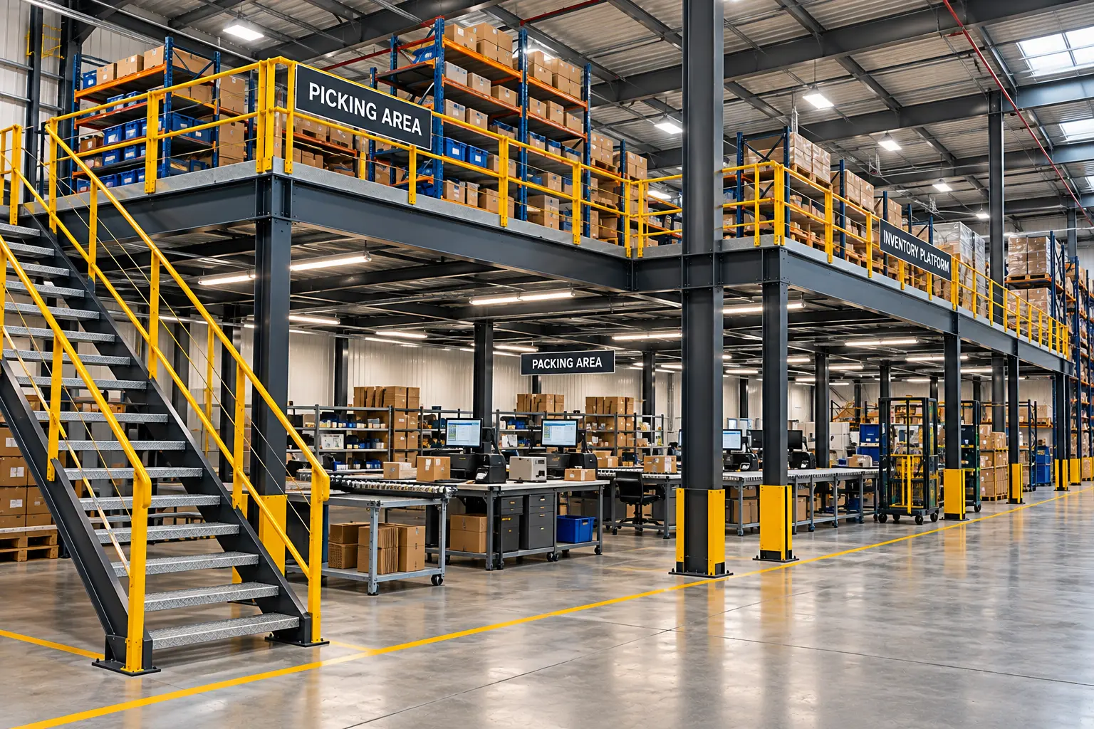 Modern-warehouse picking-and-packing hub